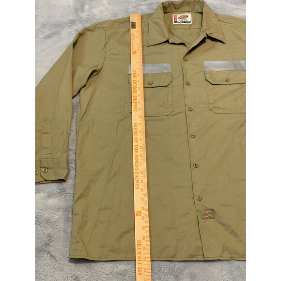 Dickies Men's L/S Button Down Work Shirt Reflective Stripes Tan Size X-Large - Picture 5 of 9